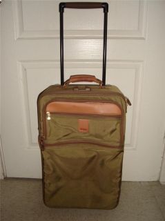 Hartmann Leather Trim Luggage Suitcase Wheels Travel Garment Bag Nylon