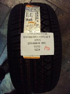 Continental Extreme Contact DWS Tuned 255 40ZR18 99Y Brand New Tire