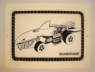 1988 Mattel Hot Wheels Sharkruiser Original Hand Drawn Artwork Shark