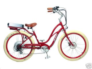 Cruiser Bicycle Bike Red Frame Red Rims Creme Balloon Tires