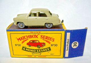 Matchbox 30A Ford Prefect Grey Brown GPW Long B4 Box