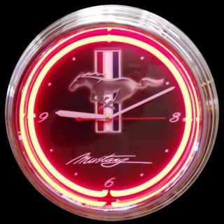 Ford Mustang Neon Clock Sign Light