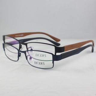 Mens Full Rim Vinyl Wood Temple Eyeglasses DFXBS Spectacles Eyewear