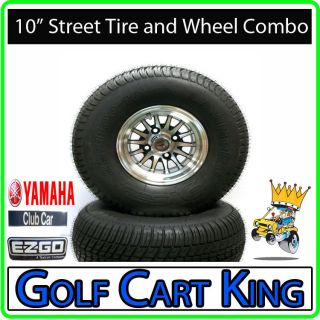 Lifted Golf Cart 10 Wheel 22 Street Tire Combo EZGO Club Car Yamaha