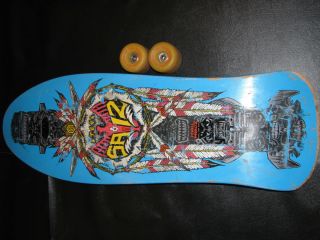 Saiz Powell Peralta Skateboard Deck and 2 Used Rat Bones Wheels