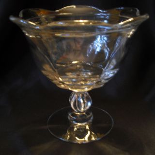 Clear Glass Pedestal Vase Bowl Footed Compote Ruffled Tulip Rim 6 Tall