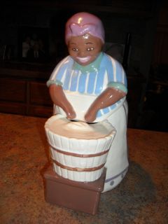 Vintage Black Americana Metlox Mammy Scrub Woman Cookie Jar Unmarked