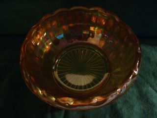 Iridescent Marigold Bowl Scalloped Rim Paneled Ribbed Pattern
