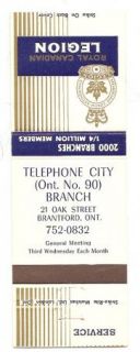 Matchbook Cover Telephone City Brantford Ontario Branch 90