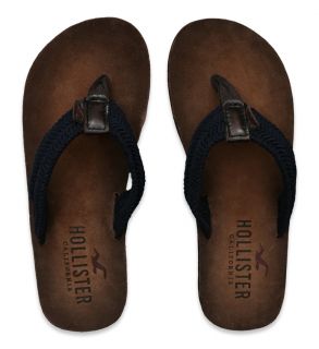 Hollister HCO Mens Seagull Classic Leather Flip Flops Sandals Brown