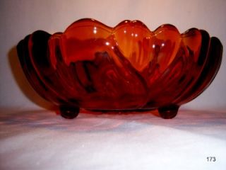 Large Dark Orange Brown Glass Footed Bowl