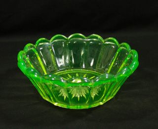 Antique Victorian Uranium Vaseline Glass Bowl Dish