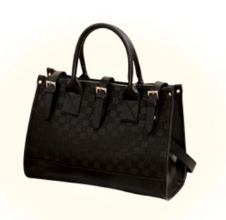 Fashion Black Vintage Square Grid Handbag Single Shoulder Bag Womens