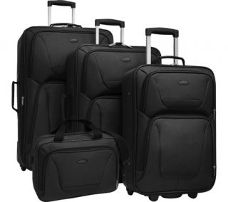 US Traveler 4 Piece Lightweight Luggage Set   Black Luggage Sets