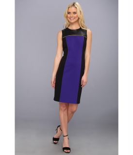 Calvin Klein Color Block Dress with Zip Accents Womens Dress (Black)