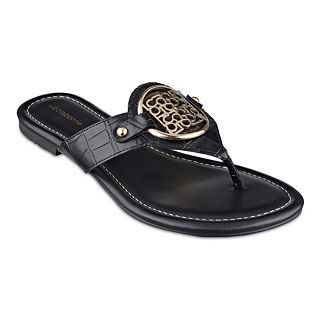 LIZ CLAIBORNE Style Flat Sandals, Black, Womens