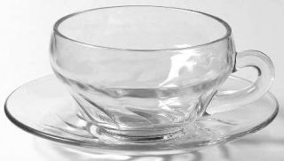 Imperial Glass Ohio Twist Clear No Trim Cup and Saucer Set   Stem #110, Flared B