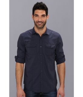 Calvin Klein Jeans Double Pocket Roll Sleeve Shirt Gin Mens Long Sleeve Button Up (Navy)