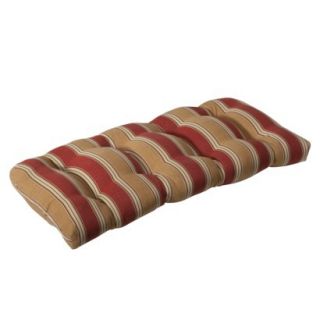Wicker Outdoor Bench/Loveseat/Swing Cushion   Tan/Red Stripe
