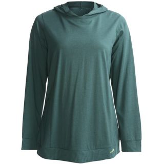 Calida Stretch and Relax Lounge Shirt   Hooded  Long Sleeve (For Women)   VERDANT (L )