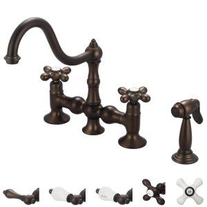 Water Creation F5 0010 03 PX Janelle Bridge Style Kitchen Faucet With Solid Bras