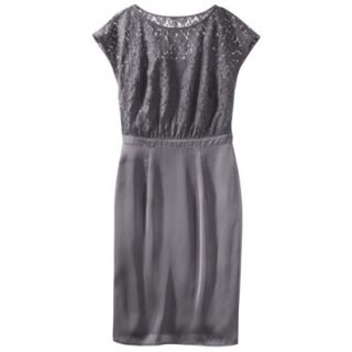 TEVOLIO Petites Lace Bodice Dress   Gray 6P