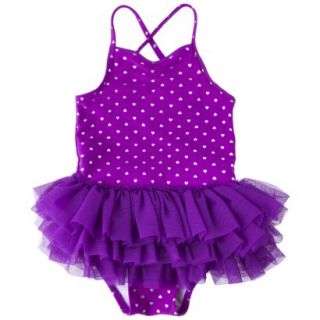 Circo Infant Toddler Girls Heart Tutu 1 Piece Swimsuit   Plum 4T