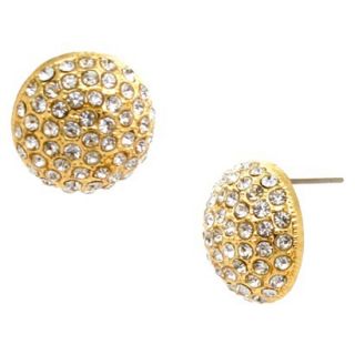 Womens Fashion Button Earrings   Gold