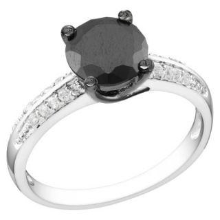 Black &White Cubic Zirconia Silver Bridal Ring 5.0