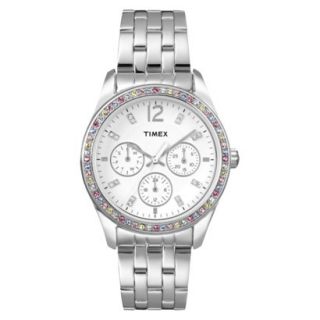 Timex Womens Watch with Multi Color Crystal and Silver Dial   Silver