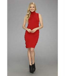 Calvin Klein Sleeveless Ruched Sweater Dress Womens Dress (Red)