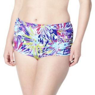 Womens Plus Size High Waist Swim Shorts   Mint Green/Multicolor 18W