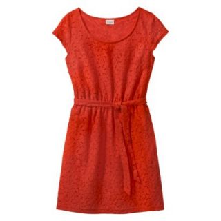 Merona Petites Short Sleeve Lace Overlay Dress   Orange XLP