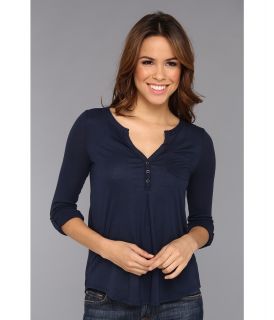 Lucky Brand Dallas Pocket Top Womens Blouse (Navy)