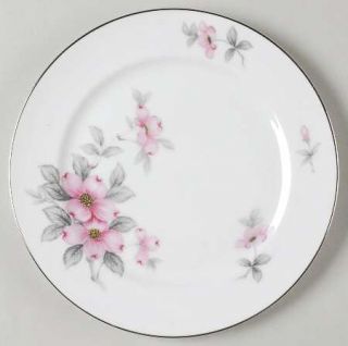 Harmony House China Dogwood (Platinum Trim) Salad Plate, Fine China Dinnerware  