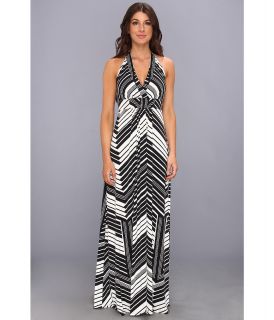 Jessica Simpson Halter Maxi Dress with Elastic Gathered Front Womens Dress (Black)