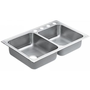 Moen G182334 1800 Series Stainless steel 18 gauge double bowl drop in sink