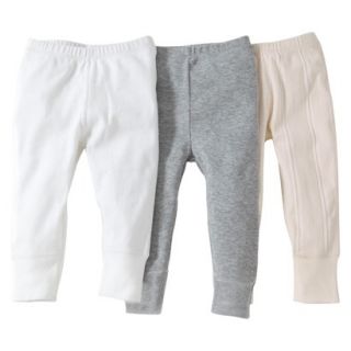 Burts Bees Baby Infant 3 Pack Footless Pant   Ivory/Grey/White 18 M