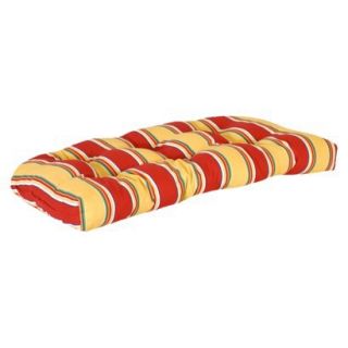 Outdoor Wicker Bench/Loveseat/Swing Cushion   Yellow/Red Stripe
