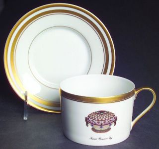 Faberge Imperial Egg Collection Flat Cup & Saucer Set, Fine China Dinnerware   O