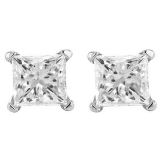 1/2 CT. T.W. Princess cut Diamond Stud Prong Set Earrings in 10K White Gold (IJ 