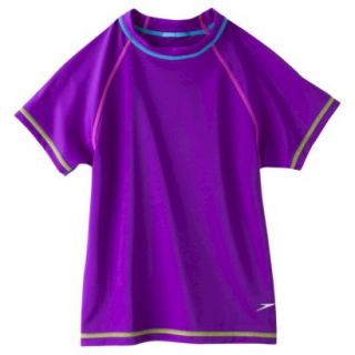 Speedo Girls Short Sleeve Rashguard   Purple M