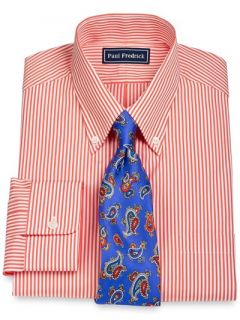 Paul Fredrick Mens 100% Cotton Bengal Stripe Button Down Collar Dress Shirt