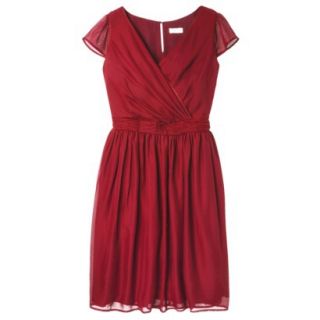 TEVOLIO Womens Chiffon Cap Sleeve V Neck Dress   Stoplight Red   8
