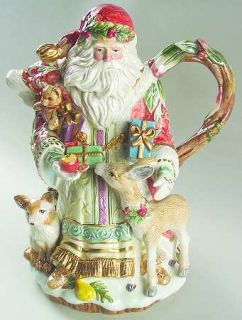 Fitz & Floyd Enchanted Holiday Teapot & Lid, Fine China Dinnerware   Santa, Anim