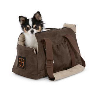 Velvet Bitty Bag Pet Carrier in Espresso/Stone, 16 L X 9.75 W X 10.75 H