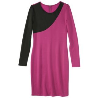 Mossimo Womens Asymmetrical Colorblock Scuba Dress   Sangria/Black L