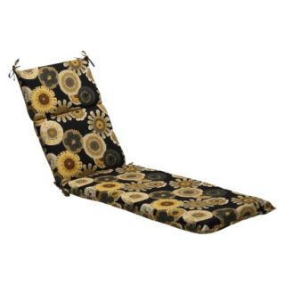 Outdoor Chaise Lounge Cushion   Black/Yellow Floral