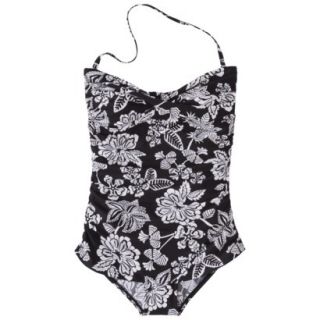 Clean Water Womens 1 Piece Floral Swimsuit  Black S