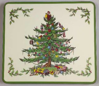 Spode Christmas Tree Green Trim Corkback Casserole Stand/Hot Pad, Fine China Din